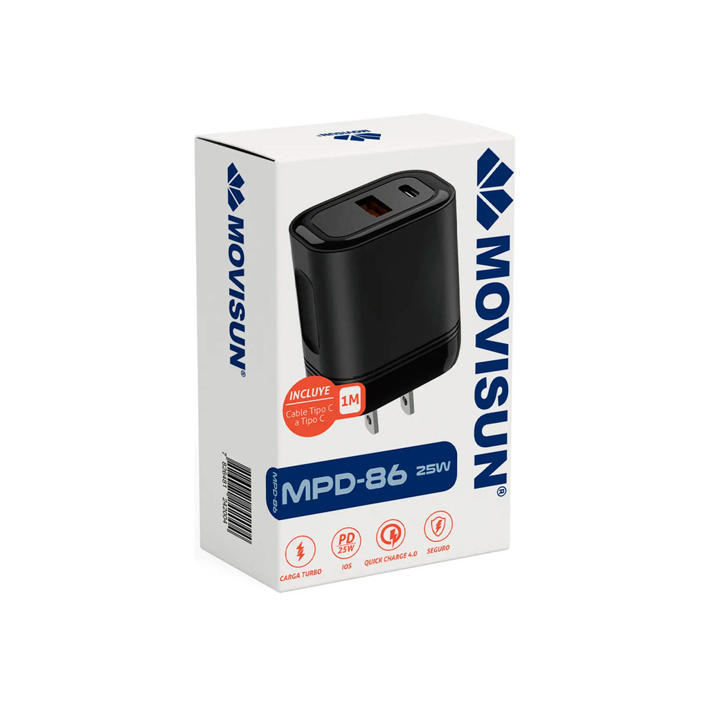 CARGA MOVISUN PARED TC-USB 25W GRIS MPD-86
