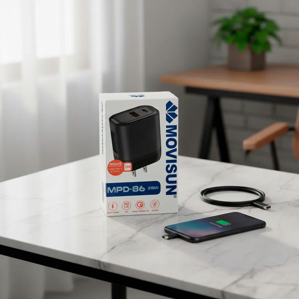 CARGA MOVISUN PARED TC-USB 25W GRIS MPD-86