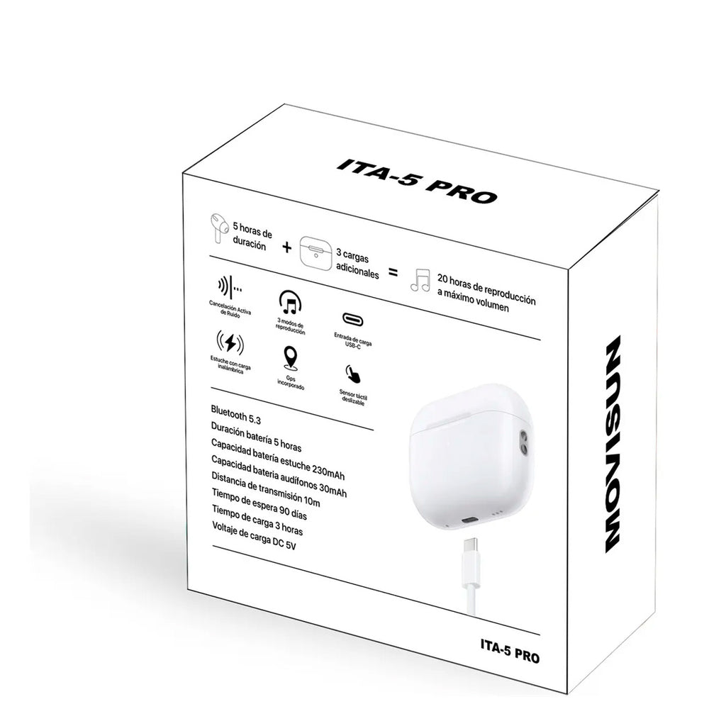 MOVISUN TWS AIRPODS ITA 5 PRO BLANCO