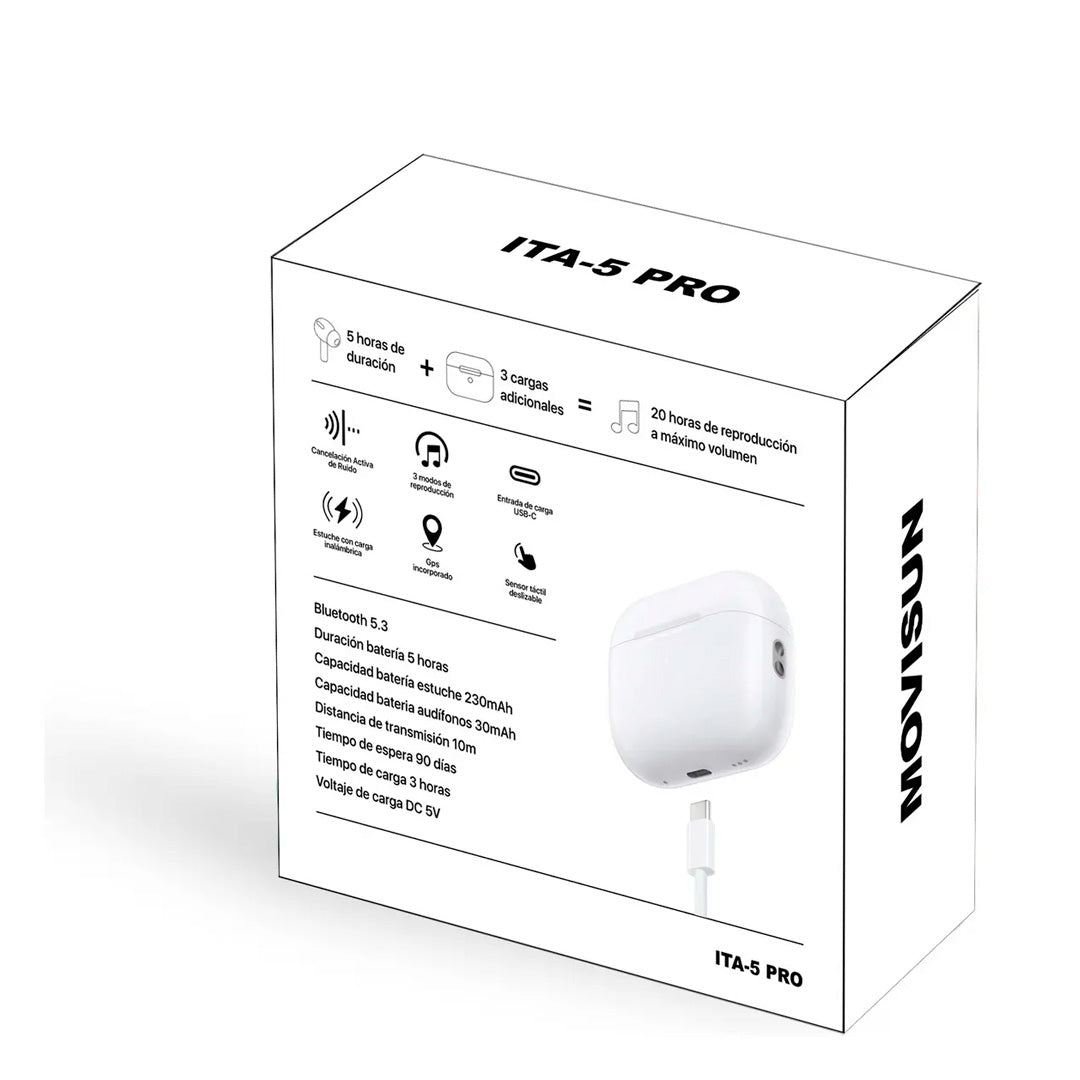 MOVISUN TWS AIRPODS ITA 5 PRO BLANCO