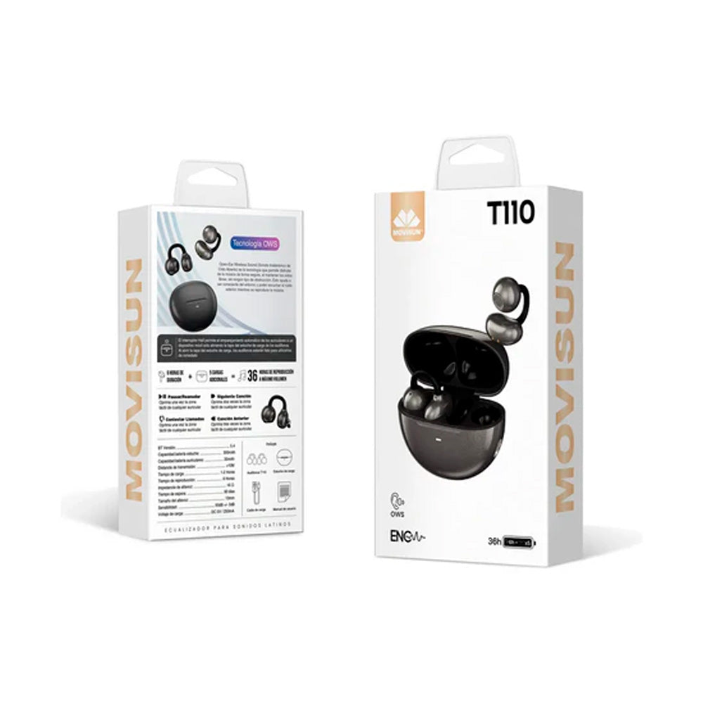 Audífonos Inalámbricos Movisun T110 Ows 36 Horas Color Gris