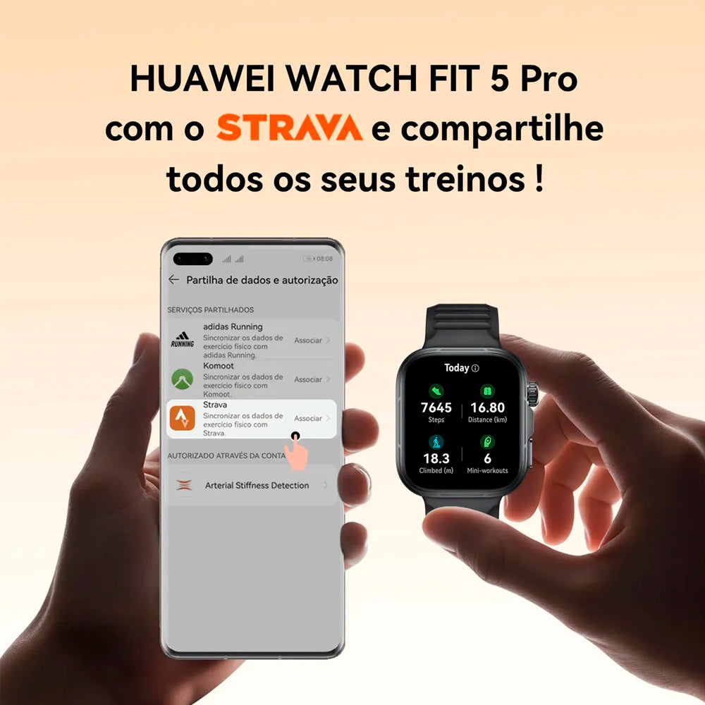 Smartwatch Huawei Watch Fit 5 Pro 1.92 con pantalla AMOLED de visión completa, cristal de zafiro, minibatería de entrenamiento con hasta 10 días, 64 G, color blanco