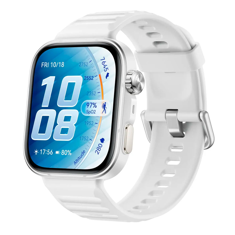 Smartwatch Huawei Watch Fit 5 Pro 1.92 con pantalla AMOLED de visión completa, cristal de zafiro, minibatería de entrenamiento con hasta 10 días, 64 G, color blanco
