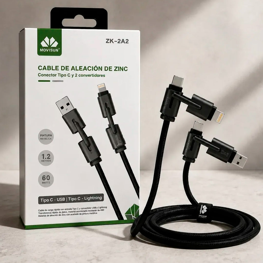 CABLE MOVISUN DATOS MULTIPUERTO GRIS NYLON 1.2M ZK-2A2
