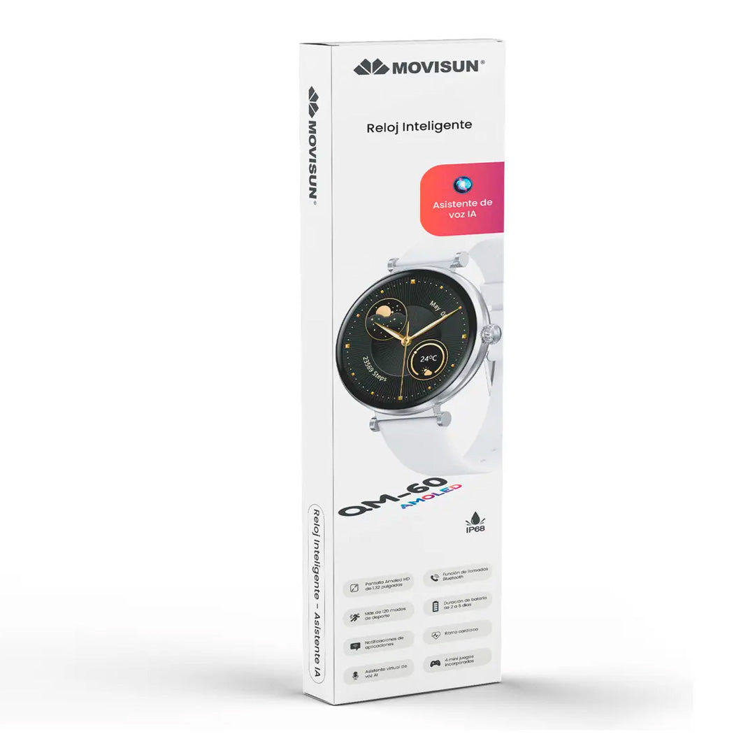 RELOJ SMART WATCH MOVISUN GRIS-ROSA QM-60