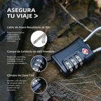 Candado Maleta Viaje Tsa Con Cable Y Guaya