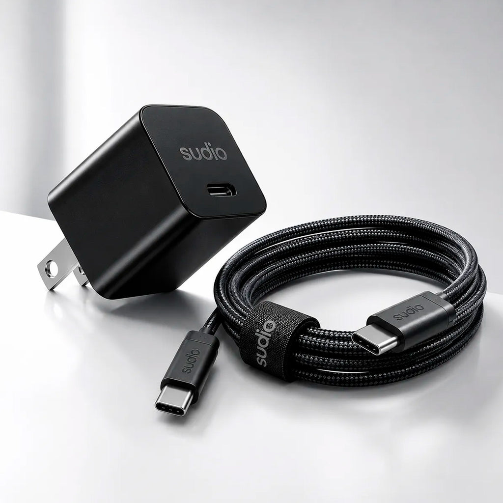 Combo Cargador Sudio P1 25w + Cable Usb C Trenzado 1.8m