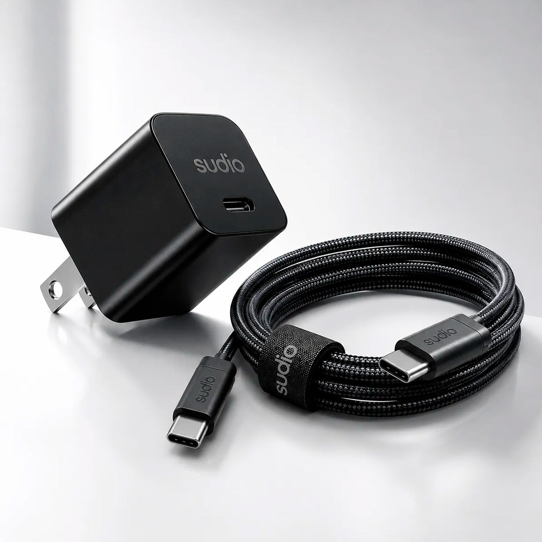 Combo Cargador Sudio P1 25w + Cable Usb C Trenzado 1.8m