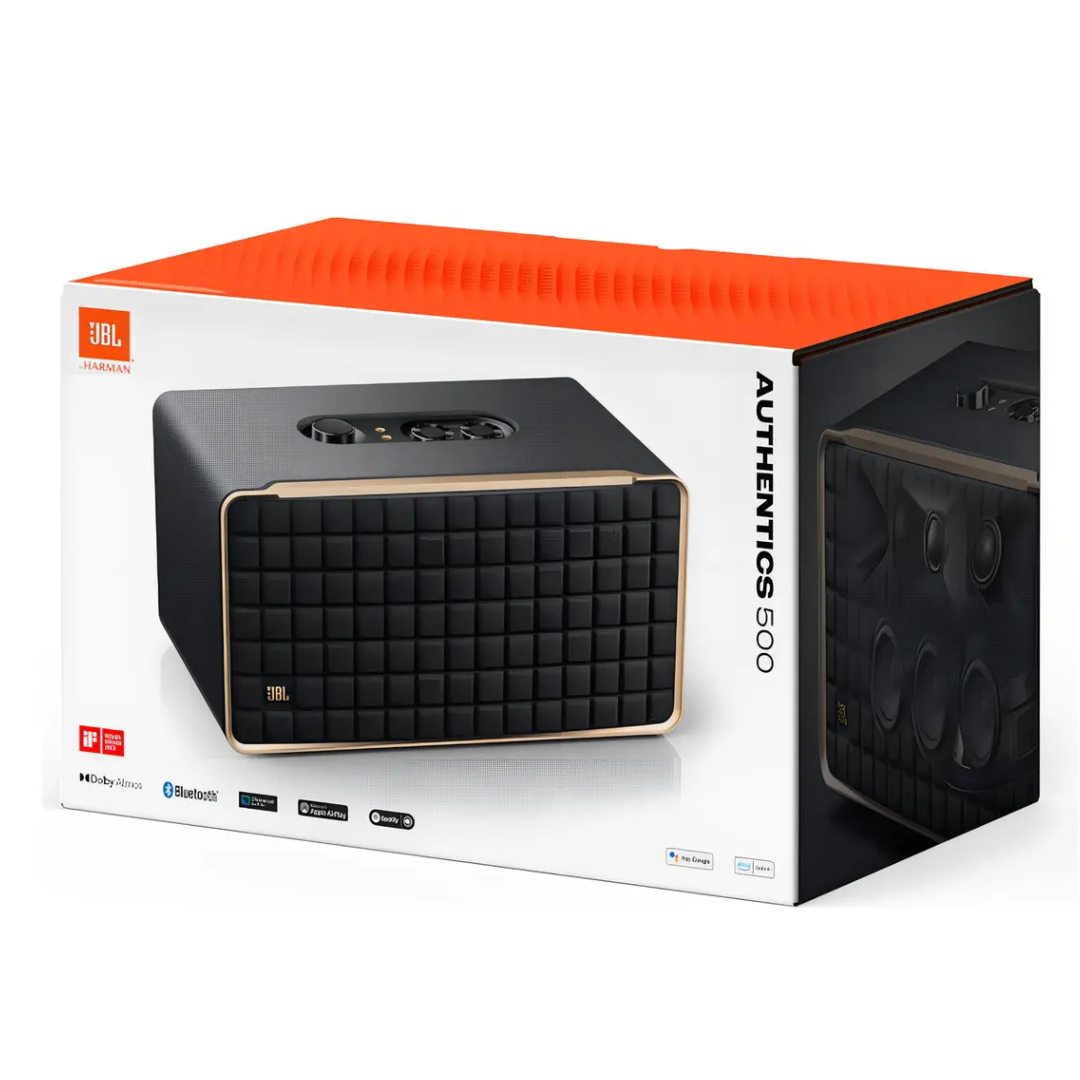 Parlante JBL Authentics 500 JBLAUTH500BLKAM portátil con bluetooth y wifi negra