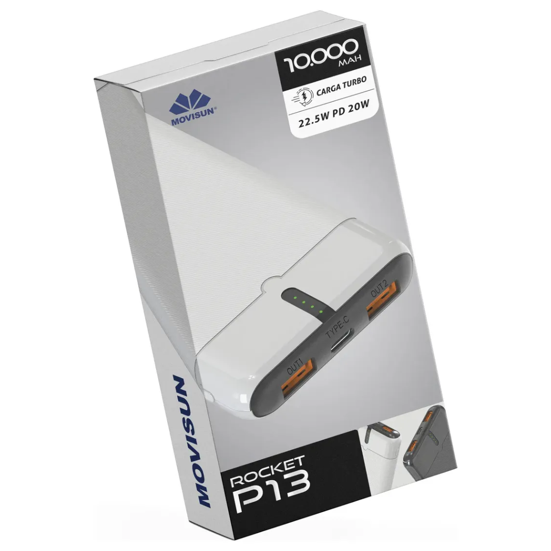 Powerbank Movisun Rocket P13 10000 Mah Usb Tipo C Color Negro